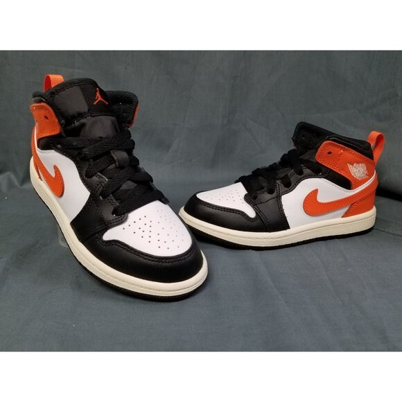 Jordan 1 Mid (PS) Leather Black Toe Starfish Size 12c BRAND NEW NO BOX!